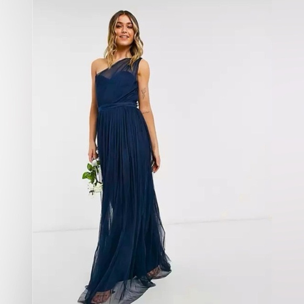 Anaya With Love navy one shoulder bridesmaid dress